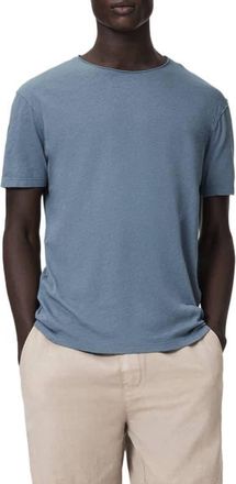 AllSaints Figure Roll Neck Cotton T-Shirt in Waved Blue at Nordstrom, Size Medium