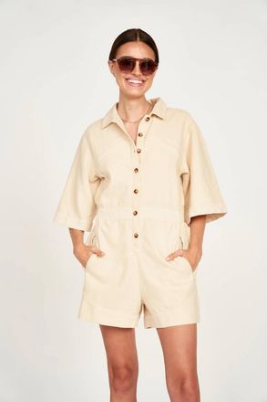 Mirth Rhinebeck Romper In Cream
