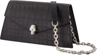 Alexander McQueen Womens Skull Mini Clutch Leather Black Calfskin