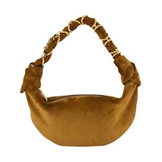 Saint Laurent Tassen, Dames, Bruin, ONE Size, Katoen, Amalia Mini Suede Hobo Handtas
