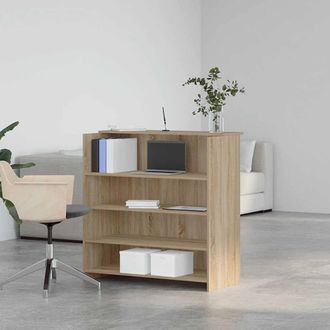 Berkfield Home Reception Desk Sonoma Oak 100x50x103.5 cm Engineered Wood in Light Tan
