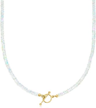 Ross-Simons 3.5-4mm Opal Bead Charm-Compatible Toggle Necklace in 18kt Gold Over Sterling