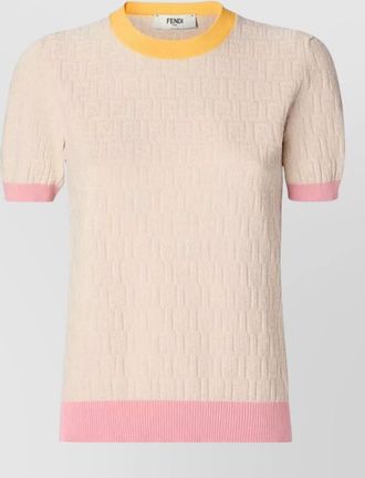 Fendi textured crew neck knit top short sleeves