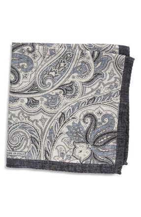 Nordstrom Paisley Silk Pocket Square in Black at Nordstrom