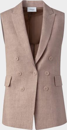 Akris One-Button Washed Raw Linen Vest