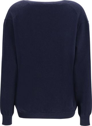 Malo Womens Cashmere V-Neck Sweater Blu. Kashmir-Capra Hircus Kashmir/capra