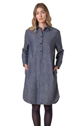 Celtic & Co. Chambray Long Sleeve Knee Length Dress in Indigo at Nordstrom, Size 14
