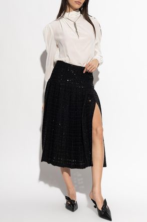 Alessandra Rich Skirt With A Slit, Womens, Black