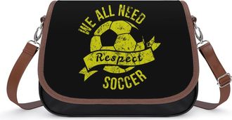 Generic We All Need Respect Soccer Leather Crossbody Bags for Women Messenger Handbag Purse Shoulder Bag