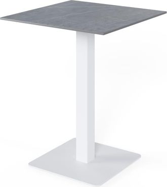 Koketto Home Mesa alta cuadrada tapa porcelanico gris y pata blanca