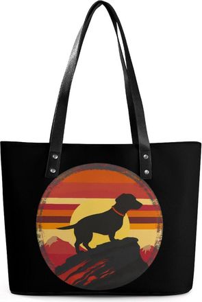 Generic Dachshund Vintage Tote Bags for Women Cute Shoulder Purses Handbags