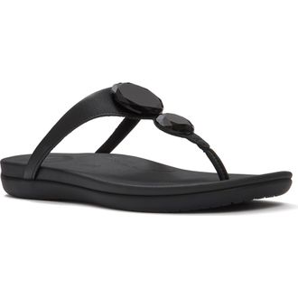 FitFlop Solay Glossy-Disc Toe-Post in Black at Nordstrom, Size 10