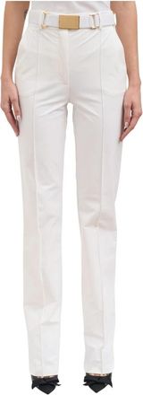 Elisabetta Franchi Pantalon met riem - Dames - Slim Fit Broeken - Wit - XS - Broeken