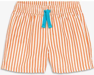 primary Baby Swim Trunk In Stripe in Cantaloupe White Stripe at Nordstrom, Size 12-18M