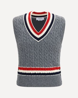 Thom Browne Cable-knit cricket V-neck Vest unisex 4