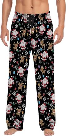 Generic Christmas Pants - Loose Xmas Pj Pants Warm Pjs for Men Nightwear Cosy Sleep Lounge Bottoms Loungewear with Pockets Elastic Waist Lounge Wear Novelty S