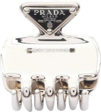 Prada Pre-owned Acciaio+Smalto Roestvrij Staal Haaraccessoire - Dames - Vintage Accessoires - Grijs - ONE Size - Vintage