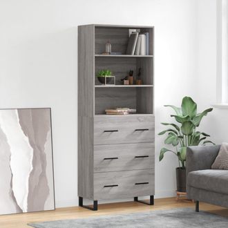 Berkfield Home Highboard Grey Sonoma 69.5x34x180 cm Engineered Wood