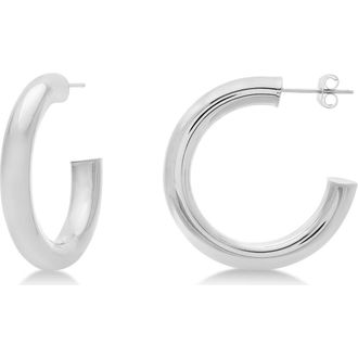 Allurez Medium Open Hoop Earrings 14k in White Gold at Nordstrom