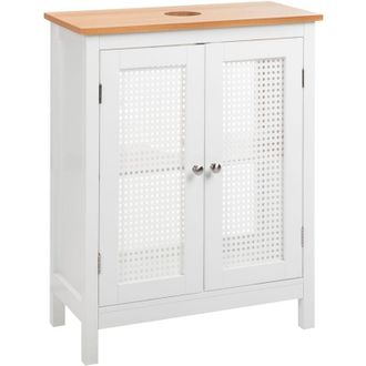 Beliani Beliani - Armario De Ba&ntilde;o 60 X 75 Cm Almacenaje Con Estantes Puertas Perforadas Mdf Blanco Alamos