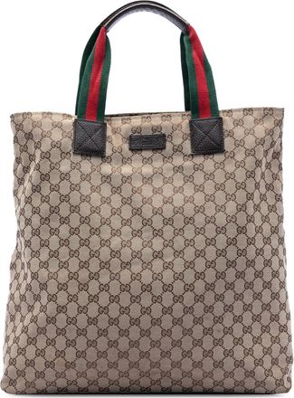 Gucci Pre-owned Womens Gg Canvas Web Tote - Grey Textile - One Size