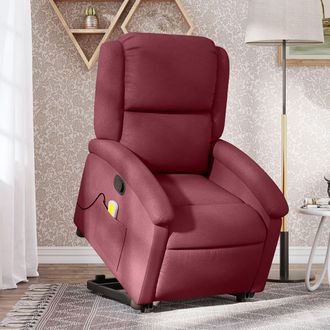 vidaXL Vidaxl - Sill&oacute;n Reclinable De Masaje Elevable Tela Rojo Tinto
