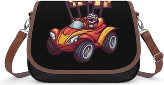 Generic Racing Car with Checkered Flags Womens Crossbody Bag Fashion Shoulder Handbags Message Tote Bag with Adjustable Strap
