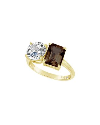 Suzy Levian Gold Over Silver 5.00 ct. tw. Gemstone Toi et Moi Ring