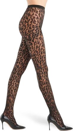 Wolford Josey Leopard Pattern Tights in Black/black at Nordstrom, Size X-Small