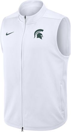 Nike Michigan State Primetime Victory Nike Mens Therma-FIT College Full-Zip Vest in White | 03OJ10AMST-3VN