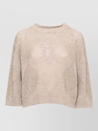 PESERICO crewneck top long sleeves sequin diamond