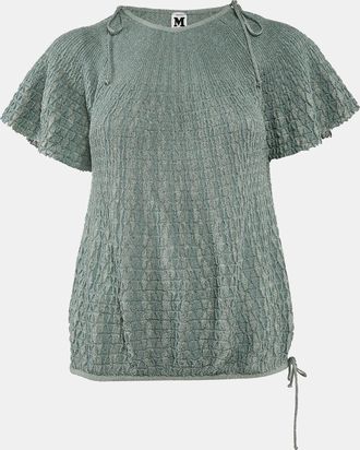 M Missoni Green Patterned Lurex Knit Sweater Top