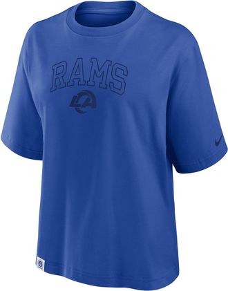 Nike Los Angeles Rams Arch Boxy Nike Womens NFL T-Shirt in Blue | 01CM4EV95-YBA