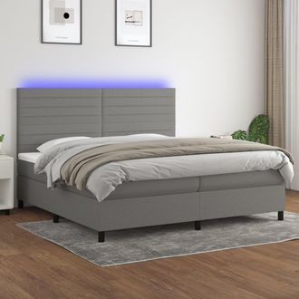 vidaXL Vidaxl - Cama Box Spring Colch&oacute;n Y Luces Led Tela Gris Claro 200x200 Cm