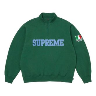SUPREME SS26 Shop Flag Half Zip Pullover Dark Green-Milan SUP-SS26-006-DRKGRN