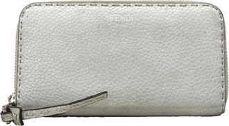 Fendi Silver Leather Long Wallet (Bi-Fold) (Pre-Owned)