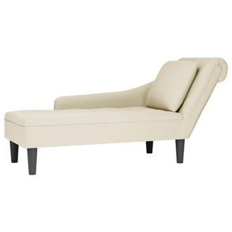 vidaXL Vidaxl - Tumbona Con Almohada Y Reposabrazo Derecho Terciopelo Crema