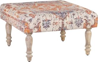 Moycor Otomán de madera beige y tela multicolor