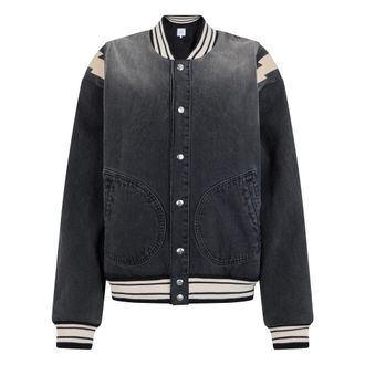 Rhude Bomber Jackets, male, Gray, Size: L Denim Lighting Bomber Jacket