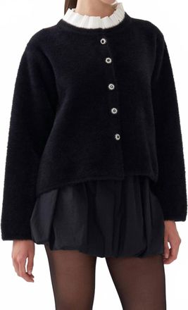 Nocturne Crystal Embellished Buttoned Cardigan In Black