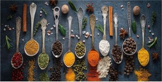 Schubiger M&ouml;bel Digitaldruck auf Glas Antike L&ouml;ffel mit Gew&uuml;rzen 1