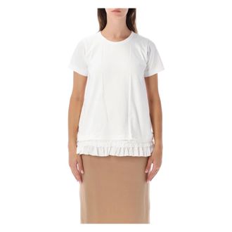Comme Des Gar&ccedil;ons T-shirt in Cotone Jersey con Orlo Arricciato - - Tops - Donna - Bianco - M