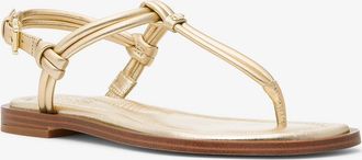 Michael Kors Astra Metallic Leather T-Strap Sandal