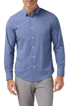 Mizzen+Main Leeward Trim Fit Plaid Performance Button-Up Shirt in Coastal Fjord Charles Grid at Nordstrom, Size X-Large