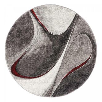 Un amour de tapis Alfombra redonda con motivos geom&eacute;tricos ideal para sal&oacute;n, roja &oslash;200cm