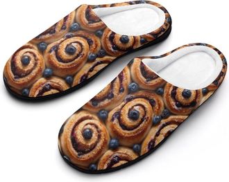 Generic Blueberry Cinnamon Rolls Funny Mens Cotton Slippers Soft Non-Slip Rubber Sole House Slipper Indoor Outdoor