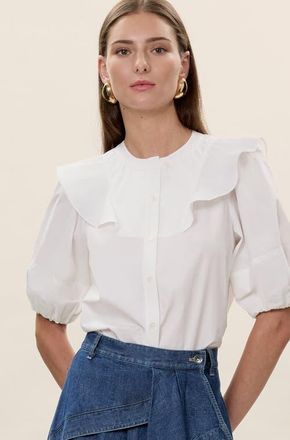 Rebecca Taylor Aisley Poplin Top in Milk at Nordstrom, Size Small