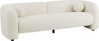 Vente-Unique Sof&aacute; de 3 plazas en tela boucl&eacute; blanco marfil OVOTAS