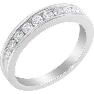 House of Brilliance 18K White Gold Round Diamond 1/2 Cttw Channel Band Ring at Nordstrom, Size 7