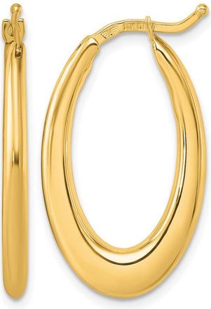 Diamond2Deal 14K Gold Polished 2.6mm Oval Shape Hoop Earrings